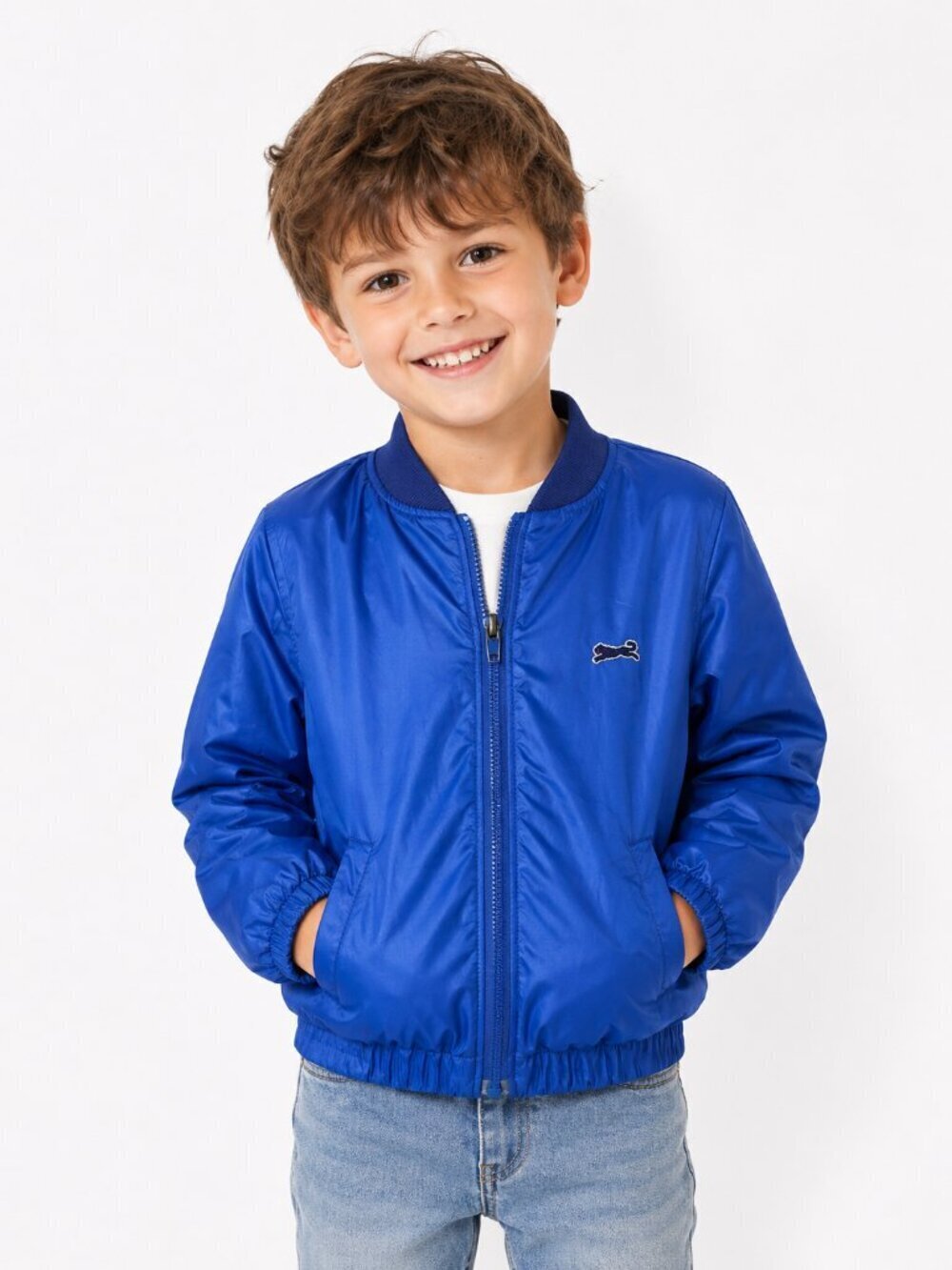 LE TIGRE Bomber Windbreaker Blue Nylon Jacket Boys 6 Vintage